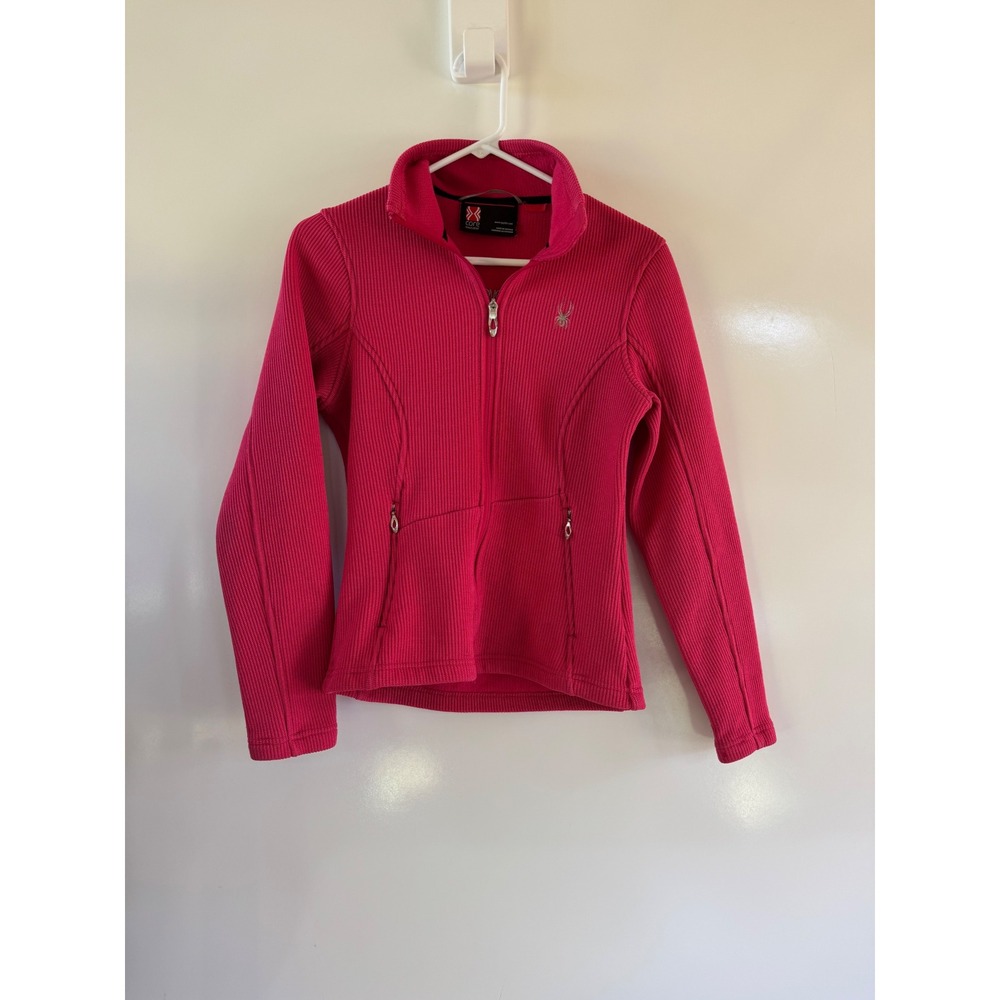 Spyder Core Sweater Womens Full Zip Fleece Lined Jacket Pink Rib Knit Small